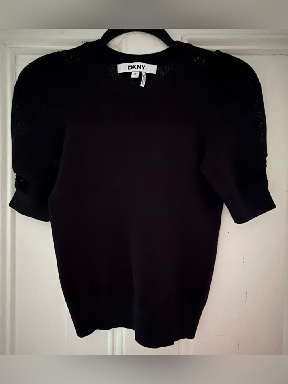 DKNY Black Short Sleeve Crewneck Knit Top XS
